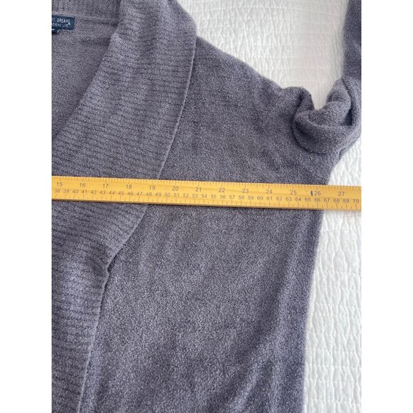 Barefoot Dreams CozyChic Lite Cardigan Plus SZ 2X Open Front Gray Pockets - Picture 9 of 10